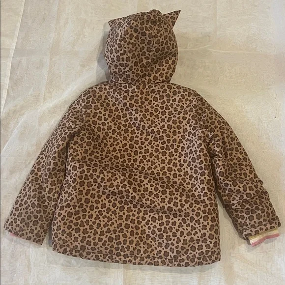 Mini Boden Leopard Print Sherpa Lined Anorak Size: 7-8Y